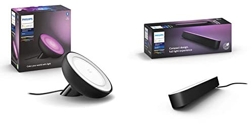 Philips Hue Bloom White and Colour Ambiance [Black] Smart LED Table Lamp & Play White and Colour Ambiance Smart Light Bar Single Pack Base Unit, Entertainment Lighting for TV and Gaming, Black