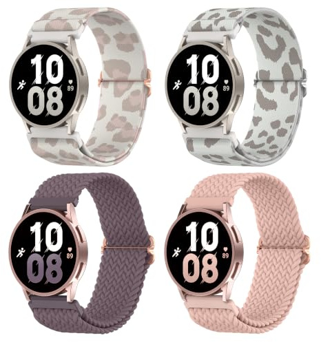 Delidigi Bracelet Tressé Compatible avec Samsung Galaxy Watch 7/6/5/5 Pro/4/FE/Active 2, 20mm Elastique Nylon Souple Bracelet, Sport Ajustables Bracelets Homme et Femme