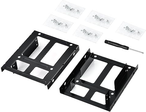 ELUTENG SSD Adaptateur Disque Dur pour 2×SSD 2,5 vers 3,5, Adaptateur Support de Montage pour HDD SS D avec Rails de Fixation y Compris 1 Tournevis et 5 Poches à Vis