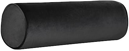 Neck Roll Pillowcases with Zipper - Full Moon Bolster/Round Cylinder Pillow Case Covers for Bedroom, Living Room, Sofa - Solid Color Neck Cervical Pillowcase Cover 18 x 6 (Black)
