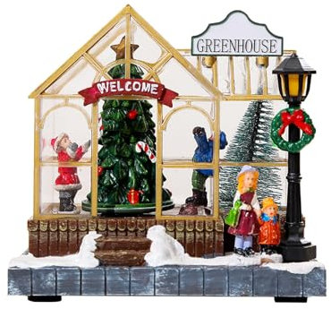 Fonowx Casa illuminata a LED di Natale Serra di Natale illuminata Ornamento Luminoso Scena di Natale Case del Villaggio per Tavolo da Interno