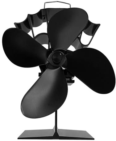 DELURA Wood Stove Fan 4 Blades Heat Powered Stove Fan Ultra Quiet Fireplace Wood Burning Eco Fan For Efficient Heat Distribution Energy saving stove fan (Color : 4 Blades)