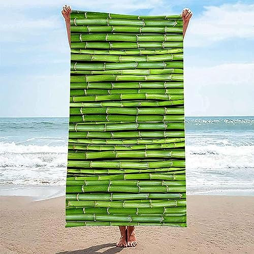 3D Beach Towels 80 X 160 Cm, Absorbent Quick Dry Microfibre Towel, Green Bamboo Beach Towels For Adults Kids, Swimming Sports Travel Towel -1Y5G