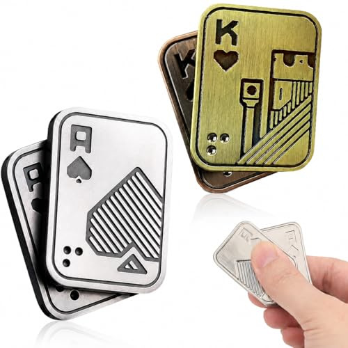 xlwen 2Pcs Metall Poker Fidget Slider EDC Fidget Toys Metall für Erwachsene | ADHS Autismus Angst Stressabbau Magnetisches Zappelspielzeug,Geschenke für Freund und Vater, Erwachsener