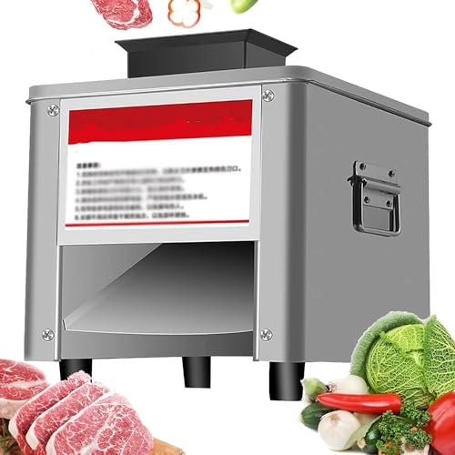 Qiang Cortadora De Carne Comercial 200Kg/H 850W Cortadora Fiambre Electrico Acero Inoxidable Rebanadora Carne Profesional Tiras Cubos Carne Picada,para Restaurantes Carnicerías,2.5mm