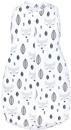 TupTam Baby Pucksack Swaddle Bag Wattiert Babyschlafsack unisex, Farbe: Wattiert 2.5 TOG/Füchse Weiß Grau, Größe: 3-6 Monate