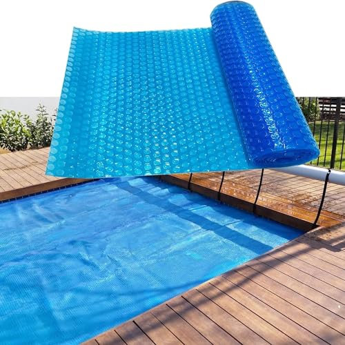 SAFWELAU Dustproof Pool Protector Swimming Pool Cover 10ft - 32ft Rectangle, Blue Rectangular Square Swimming Pool, Solar Blanket Heating Bubble Cover (Color : Blue, Size : 5.5mx 7.4m (18ftx24ft))