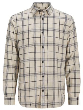JJ REBEL JREBCHASE Chemise à Carreaux LS, Beige Clair, M