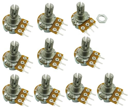 Ferwooh 10PCS B100K 100K Ohm Adjustment Single Linear Rotary Taper Potentiometer Shaft 15mm