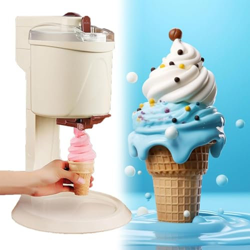 URJWAN Ice Cream Maker, Soft Serve Ice Cream Maker Machine for Home Stainless Steel, 1l Diy Soft Ice Cream, Mini Fruit Soft Serve Machine for Home, Bar, Cafe