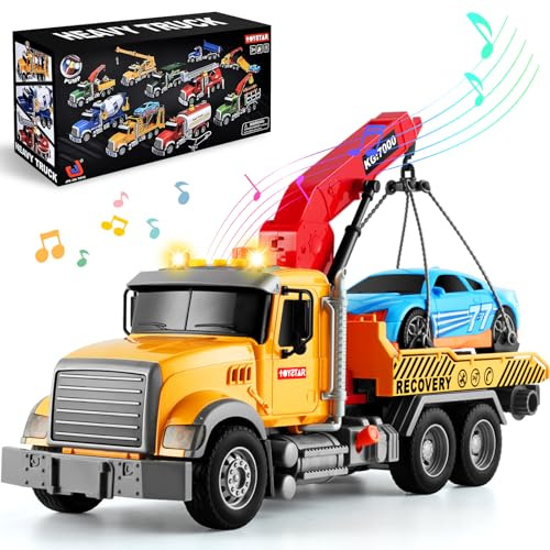 Herenear Camión Grua para Niños, 1:16 Camiones Grandes de Juguete, Camion Juguete para Niños con Luz y Sonido, Apto para Niños y Niñas a Partir de 3 Años, Cumpleaños Navidad Carnaval Regalos