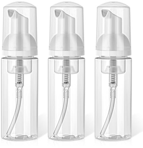 Giantree Schaumseifenspender Leere, 3 Stück Reisegröße klar Leere Flasche 50 ml Klar Schäumende Plastik Pumpflasche Schaum Pumpe Flasche Nachfüllbar Container kleine (60ml transparent)