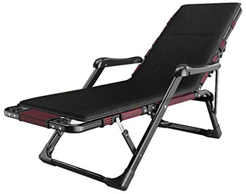 LFNXOVXF Relaxsessel für Balkon und Büro, Liegestuhl mit gepolsterten Kissen und Fußstütze für Garten, Outdoor, Camping, Pool, Stranddesign | Schwarze klappbare Sonnenliege