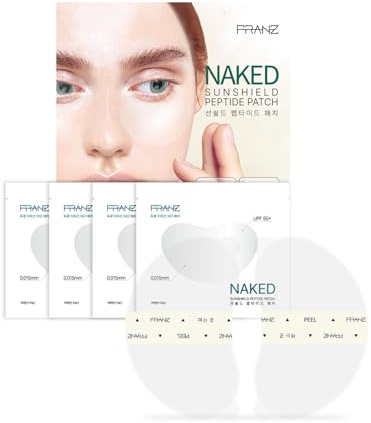 FRANZ UV Protection Peptide Sun Patches, Ultra-Thin Sunshield for Face, 4 Pairs (Regular Size), Anti-Aging & Skin Rejuvenation, Perfect for Outdoor Sports – Golf, Hiking, Driving, Korean Skincare