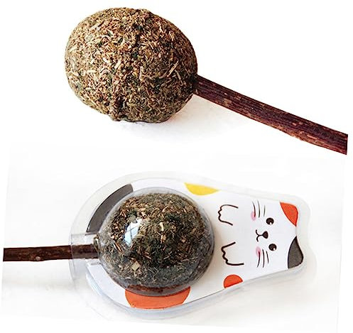 Supvox 2 Stück Katzenminze-lutscher Kaubares Katzenminze-Ball-Spielzeug Tragbares Holz-katzenspielzeug Backenzahnpflege Für Kleine Bis Mittelgroße Katzen Polygonum Zum Kauen Und Spielen