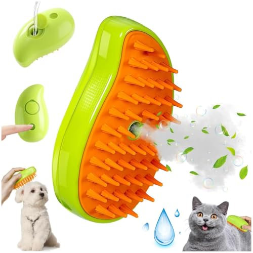Voarge 3-in-1-Dampfbürste für Haustiere Dampfbürste für Katzen Dampfbürste für Hunde Haustierbürste Selbstreinigende Zupfbürste, Selbstreinigendes Massagegerät