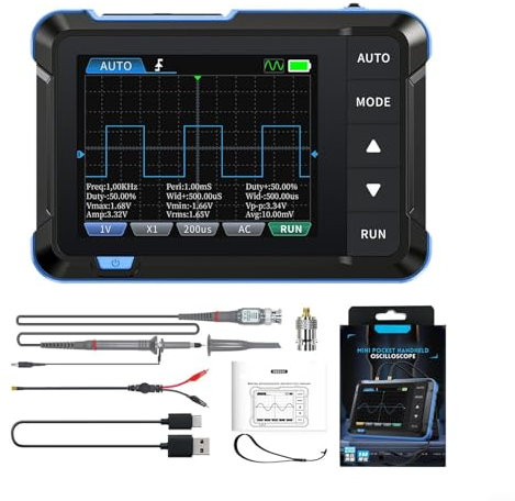 DSO153 Digital Portable Oscilloscope Signal 2In1 1MHz Bandwidth Portable Lightweight Oscilloscope Real Time Sampling, HD LCD Screen(Upgraded)