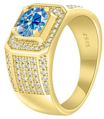 LOEXZAH Anelli in moissanite da 1 ct per uomini con diamanti Fedi nuziali in argento Sterling 925 18 carati Anello di moissanite Anelli di fidanzamento da uomo Anelli di diamante in oro Anello di