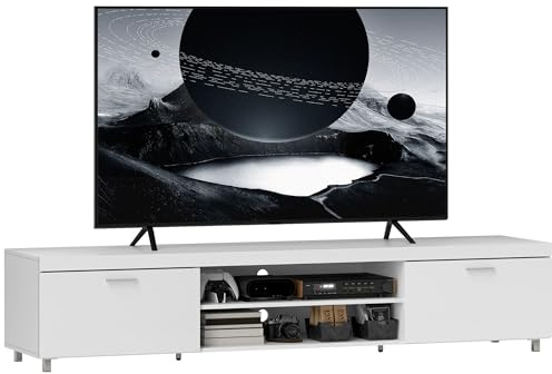 HOMCOM 200cm TV Cabinet for TVs up to 90, Modern TV Unit with Storage and Open Shelves for Living Room and Bedroom, White