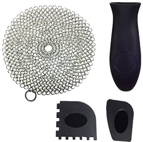 Yzdysg Edelstahl Schrubber Set Für Gusseisenpfannen Eisenpfannen Reinigungswerkzeug Set
