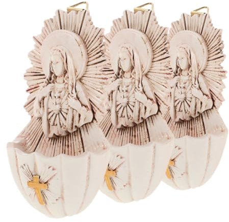 MUSISALY 3 Pcs Catholic Holy Water Basin Wall Decor Sacred Heart of Religious Home Decor Wall Hanging Statue for