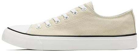 Damer tygskor låga toppskor för kvinnor män klassiska snörning sneakers kanvas Plimsolls pumpar vardagliga tennisskor, BEIgE, 36 EU