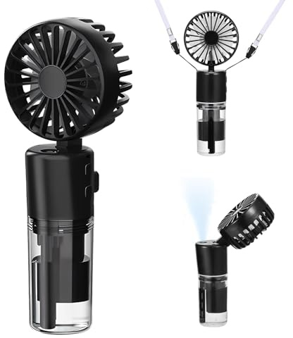 Leogony Portable Handheld Fan with Water Mist Spray, USB Rechargable Cooling Mist Fan for Travel, Outdoors, Makeup, Camping, Home, and Office Use