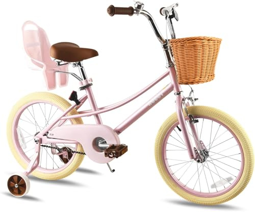 RULLY Donna Kinderfahrrad für Mädchen im Alter von 2-7 Jahren, 12 14 16 Zoll Prinzessinnen-Mädchenfahrrad mit Puppensitz, Stützrädern, Korb und Streamern, Kinderfahrräder, mehrere Farben