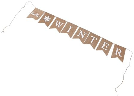 TOPBATHY guirnalda de fiesta de invierno empavesado de vacaciones Día festivo decoración de la natividad pancarta de arpillera nieve pancarta de fiesta de invierno empavesado de invierno