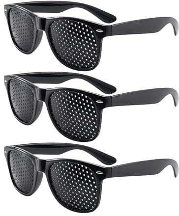 3 Stück Lochbrille,Augentraining Pinhole Brille für Improvement eye Rasterbrille Vision Korrekturbrille Augentrainer Corrective Augenbrille Motion Design Gegen Reisekrankheit Gelochte Gitterbrille