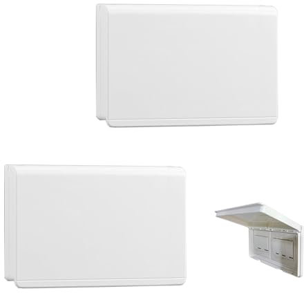 YJFY 2 piezas cubierta doble tipo 86 enchufes exterior lluvia impermeable 2 enchufes cubierta para baño, jardín y cocina (blanco, 2 compartimentos)