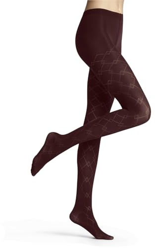 FALKE Damen Strumpfhose Check Mate 60 DEN W Ti halb-blickdicht gemustert 1 Stück, Braun Cayenne 5950, L