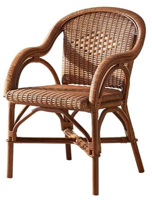 ZKALQECNF Korbstuhl Rattan-Stuhl, Esszimmerstuhl, Rattan-Esszimmerstuhl, Balkon-Sofa-Stuhl, Wohnzimmer-Rückenlehne, Schlafzimmer-Stuhl Rattansessel
