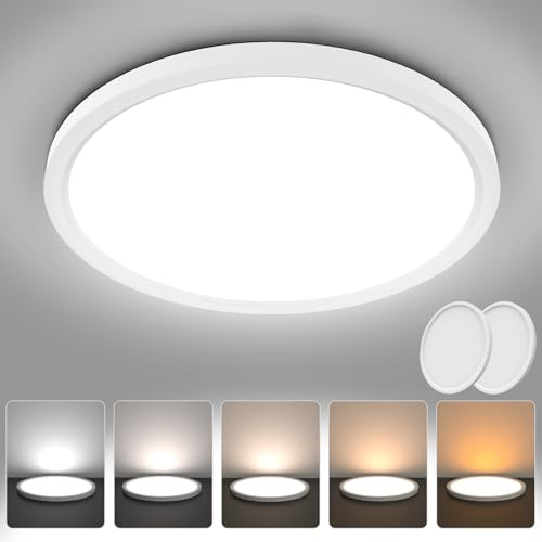 AVANLO 2 Stück LED Deckenleuchte Flach Ø30cm 24W 2400LM Deckenleuchten | 5 Farbtemperaturen, Ultra Dünn Rund Deckenlampe für Wohnzimmer Schlafzimmer Badezimmer Küche