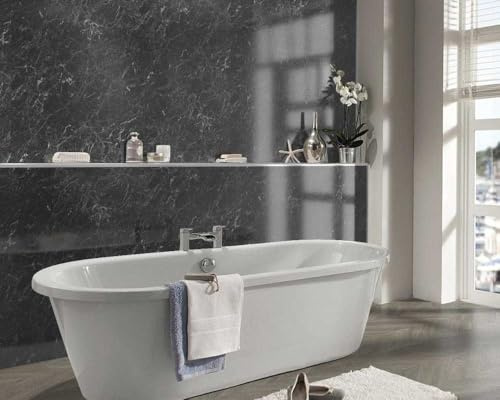 6 x Black Marble 8MM Panels Bathroom Wall Panels 100% Waterproof Panels, PVC Wall Panels