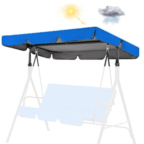 Swing Chair Canopy Replacement,2 & 3 Seater Garden Swing Seat Canopy Cover,Weather-Resistant Canopy for Outdoor Swing Chairs,Waterproof Windproof Anti-UV(Size:142 * 120 * 18cm,Color:Blue)