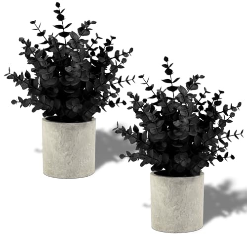 2 Stück kleine Kunstpflanzen Eukalyptus-Topfpflanzen für Regal Zuhause | Fake Pflanzen Kunstpflanze Klein für Schreibtisch, Badezimmer, Landhauszimmer, Couchtisch, Innendekoration (salbeigrün)