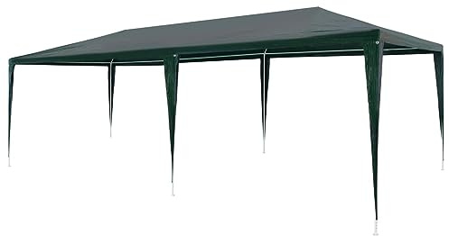 Gecheer Tente de Réception 3x6 m PE Vert, Tonnelle de Jardin avec Incurvée du Toit, Tente de Réception Belvédère Pavillon Extérieur pour Camping, Festival, Fête, BBQ, Terrasse, Plage