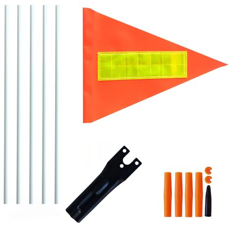 Nhgkju Fahrradfahne für Kinder – Reflektierende Sicherheitsfahne (21x28 cm) mit 5-teiligem Flaggenstab (30 cm) – Für Kinderfahrräder und Fahrradanhänger, erhöht die Sichtbarkeit
