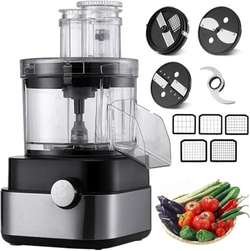 Commercial Vegetable Cutter 5 in 1, 600W Electric Food Processor, Multi-function Dicer, Slicer, Shredder & Meat Grinder Blender