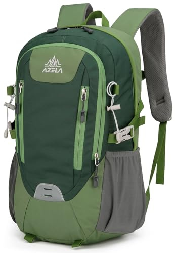 Outplea 20L Small Hiking Backpack for Men Women, Refelctive Outdoor Daypack with Chest Strap for Walking Climbing, Casual Daypack for Work School, Green