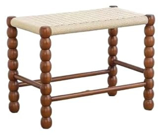 Taburete para Cambiar Zapatos, de Segunda Mano, de Cuerda Trenzada, de Madera Maciza, para Entrada (B) (A, 60 x 35 x 45 cm)