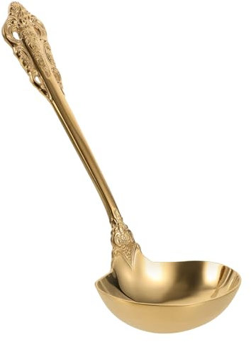 GALPADA Golden Spoon Stainless Steel Large Ladle for Serving Soup Ladle Kitchen Tool