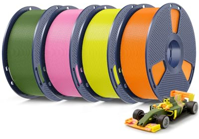 SUNLU 4KG PLA+ 2.0 Filament, Upgrade High Speed PLA Plus Filament 1.75mm, Hohere Schlagzähigkeit & Festigkeit, 50-600mm/s Schnelldruck, 1kg per Spool, 4 Packs, Rosa+Orange+Gelb+Grün
