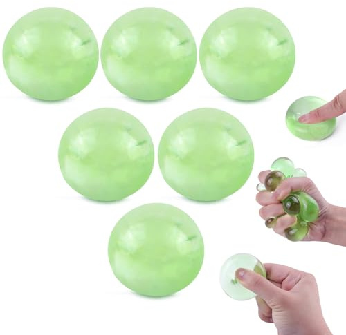 6er Pack Stressbälle für Erwachsene, Mini Squish Bälle Grüne Quetschspielzeuge Stressabbau-Bälle für Klassenzimmerpreise Mitgebsel