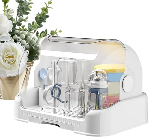 Genérico Tendedero para biberones, Caja de Almacenamiento para biberones para niños pequeños, Rejilla para secar Botellas con Bandeja de Goteo extraíble, Estante de encimera Duradero para y Caja de a