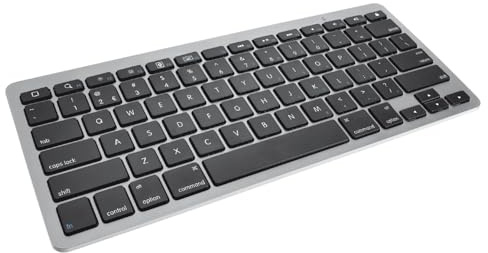 Ultra-Slim Bluetooth Wireless Keyboard, UK QWERTY Layout, Compatible with Pro/Air/Mini, iPhone, Android Smartphones, Windows Tablets, Laptops & Other Devices – Portable & Lightweight (Grey)
