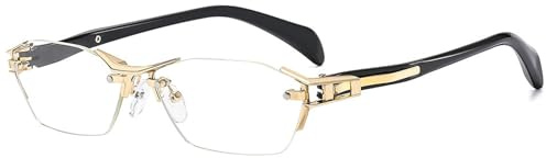 ALKAHE Metall Lesebrille Rahmenlose Damen Herren Dünner Blaulichtfilter Linse Lesehilfe Sehhilfe Anti Blaulicht Randlos Brille