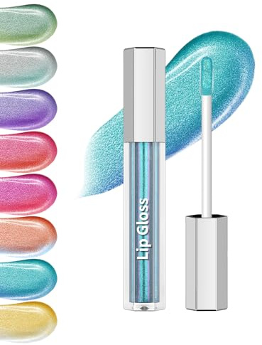 Glitzer Lippenstift Liquid, Blau Chamäleon Shimmer Lipgloss für Frauen | Multichrome Metallic Glossy Volume Lipgloss, Langlebig Wasserfest Holographic Not-Sticky Lipstick Iridescent Christmas Makeup