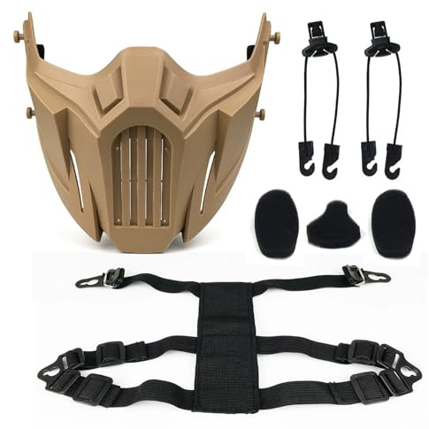 Demi-Masque D'airsoft, Masque Tactique de Paintball Léger et Pliable, pour Les Sports de Plein Air et Les Déguisements(Brown)